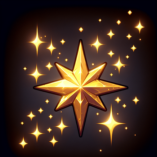 single gold sparkle.
Single Game Texture.  In-Game asset.  2d.  Blank background.  High contrast.  No shadows