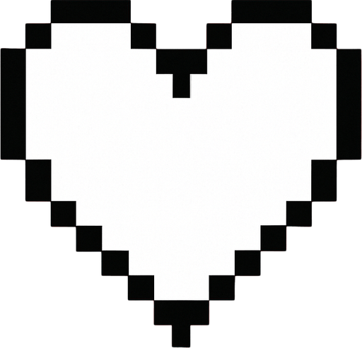 un corazon de color blanco con bordes negros, el mismo que lanza Jevil en deltarune capitulo 1, el corazon es pixeleado 16x16 (el fondo de la imagen sea roja).
In-Game asset.  2d.  High contrast.  No shadows