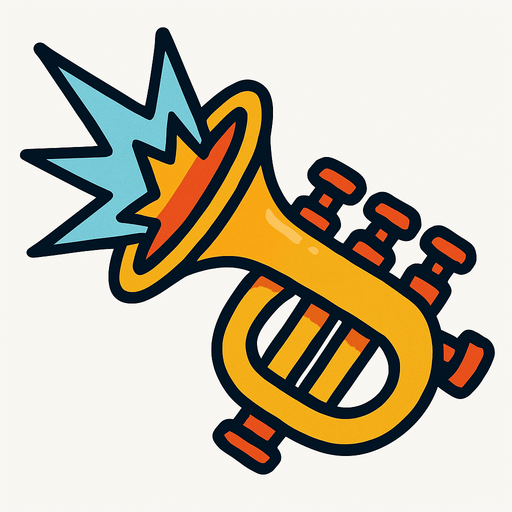 Trompeta de choque.
In-Game asset.  2d.  High contrast.  No shadows