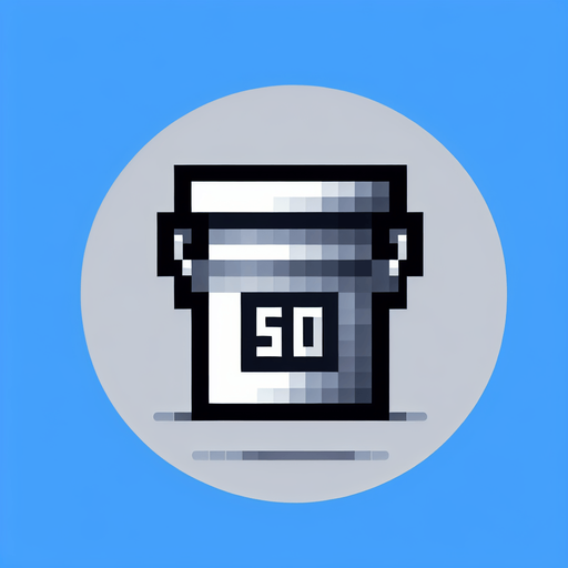 bucket with 50 text on it. front view. 
Single Game Texture. In-Game asset. 2d. Blank background. High contrast. No shadows. pixel. 8 bit