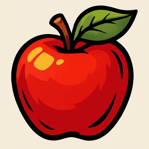 red apple.
In-Game asset.  2d.  High contrast.  No shadows