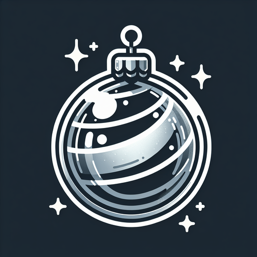 A super shiny white metallic christmas glass ball decoration with a glowing outline. Single Game Texture. In-Game asset. 2d. Blank background. High contrast. No shadows.
