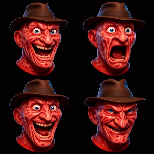 3D Scary and funny face meme Freddy Krueger. different faces look. face only
In-Game asset.  3D.  High contrast.  No shadows. face only