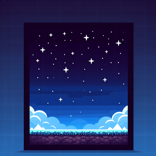 background of a sky at night, some stars Single Game Texture. In-Game asset. 2d. Blank background. High contrast. No shadows.
