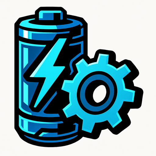 Hacer una batería futurista y un engranaje.
In-Game asset.  2d.  High contrast.  No shadows