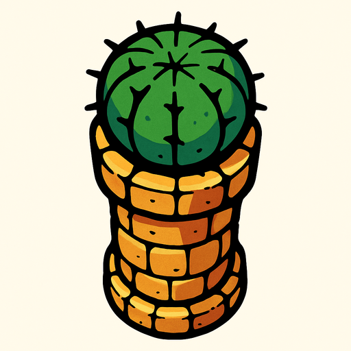 torre con captus desde arriba.
In-Game asset.  2d.  High contrast.  No shadows