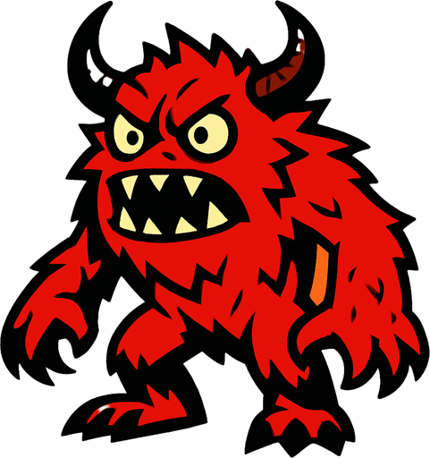 Red wild  monster.
In-Game asset.  2d.  High contrast.  No shadows