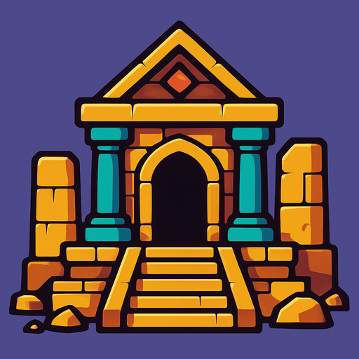 Tempale of fantasy games.
In-Game asset.  2d.  High contrast.  No shadows