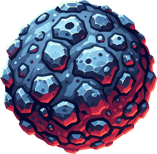 一颗陨石.
Single Game Texture. In-Game asset. 2d. Blank background. High contrast. No shadows.