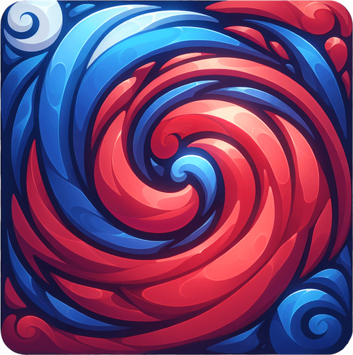 tourbillon rouge et bleu. Single Game Texture. In-Game asset. 2d. Blank background. High contrast. No shadows..
Single Game Texture. In-Game asset. 2d. Blank background. High contrast. No shadows.