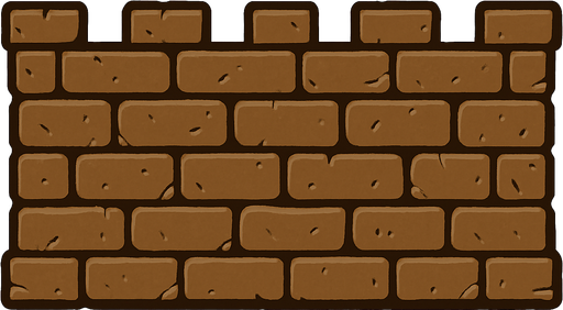 kale duvarı kahverengi renkte olsun eski çağ surları gibi olsun ve ekranın ortasını full kaplasın yatay şekilde.
In-Game asset.  2d.  High contrast.  No shadows