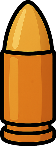 Bullet. No background. Transparent background. Blank background. No shadows. 2d. In-Game asset. flat