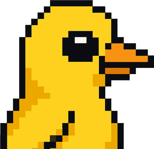 A yellow bird. In pixel art style. The bird should be just like the head part..
In-Game asset.  2d.  High contrast.  No shadows