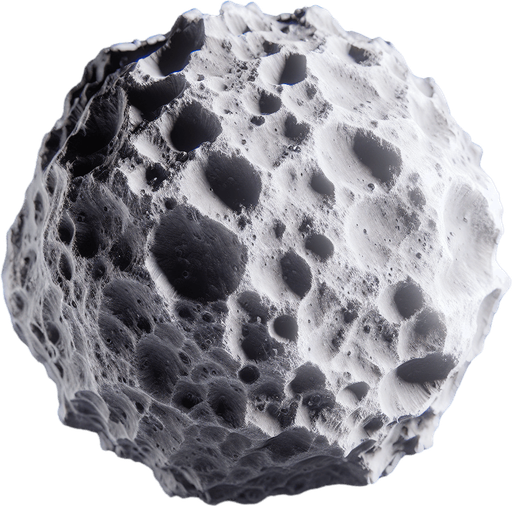 asteroid.
Single Game Texture.  In-Game asset.  2d.  Blank background.  High contrast.  No shadows