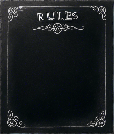 "RULES" handwritten in chalk