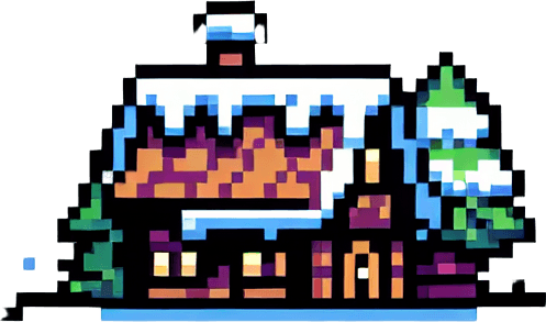 8 bit. message that reads ''Thanks!''. x-mas themed. in game asset. Single Game Texture. In-Game asset. 2d. Blank background. High contrast. No shadows.