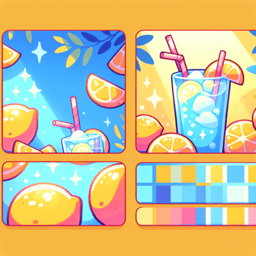 A  background gui element for an item in an ingame shop, in a light, lemonade and drinks inspired summer theme..
Single Game Texture. In-Game asset. 2d. Blank background. High contrast. No shadows.