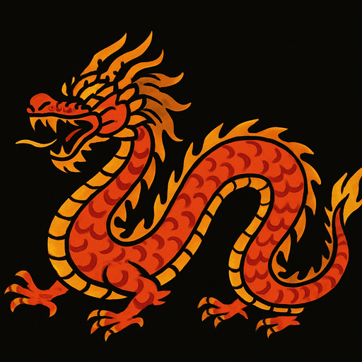 long dragon.
In-Game asset.  2d.  High contrast.  No shadows