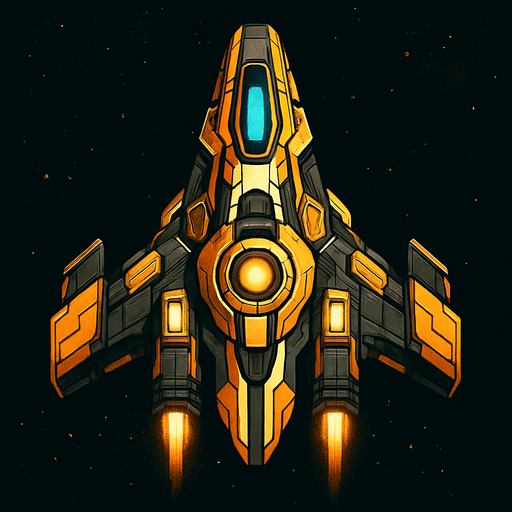 Fancy spaceship image.
In-Game asset.  2d.  High contrast