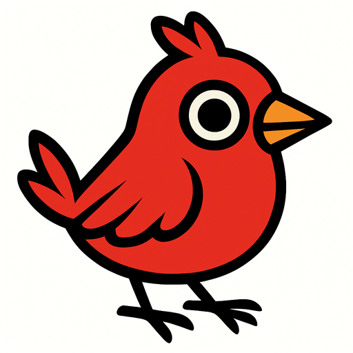 a red bird.
In-Game asset.  2d.  High contrast.  No shadows