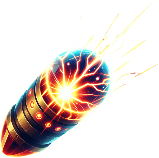 A laser bullet.
Single Game Texture. In-Game asset. 2d. Blank background. High contrast. No shadows.