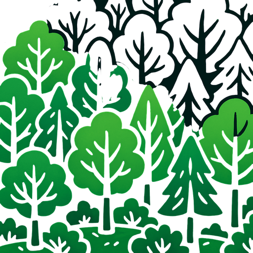 יער מלא בעצים.
In-Game asset.  2d.  High contrast.  No shadows