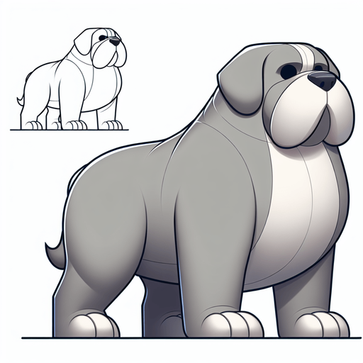 Mega dog.
2D cartoon, no background