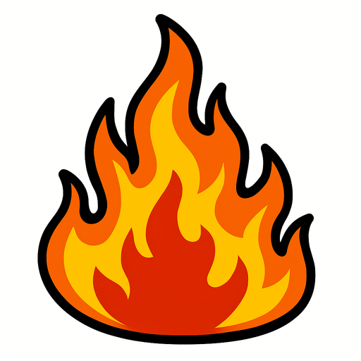 Fire.
In-Game asset.  2d.  High contrast.  No shadows