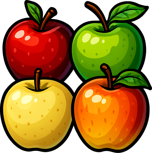 Pack of different apples.
In-Game asset.  High contrast.  No shadows. 3D