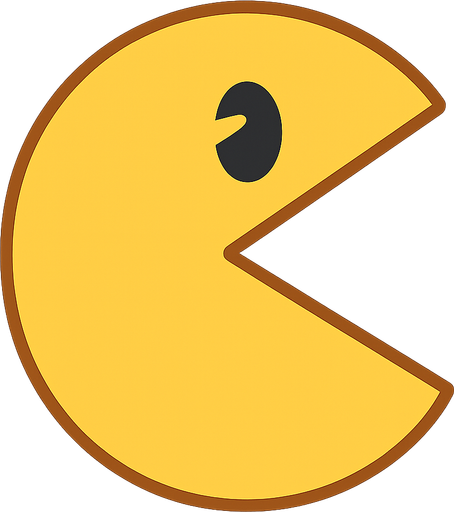 PAC man. No background. Transparent background. Blank background. No shadows. 2d. In-Game asset. flat