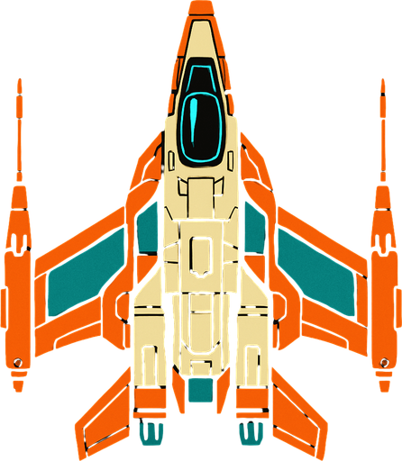 An space fighter jet viewed from the top.
In-Game asset.  2d.  High contrast.  No shadows