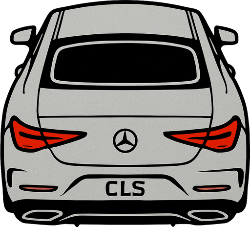 Gri mercedes benz cls arkasi ama yukaridan
In-Game asset.  2d.  High contrast.  No shadows