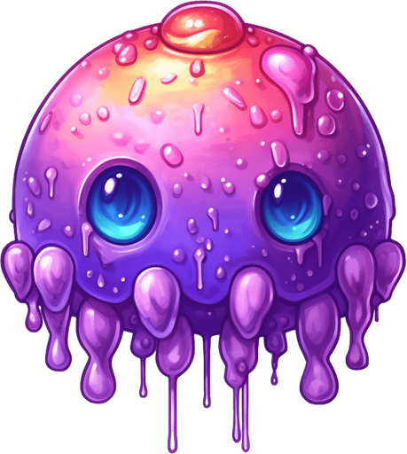 Single alien boss slime bullet, round
Game Texture. In-Game asset. 2d. Pixelart. White background. Blank background. Low detail. High contrast.