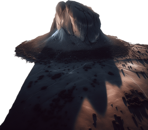 Rock at night, drone view