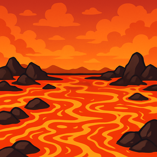 A area filled with lava and a sky two it’s still pretty vibrant but make sure it can loop without looking bad.
In-Game asset.  2d.  High contrast.  No shadows