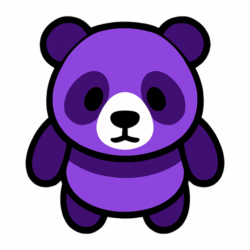 purple panda top view.
In-Game asset.  2d.  High contrast.  No shadows