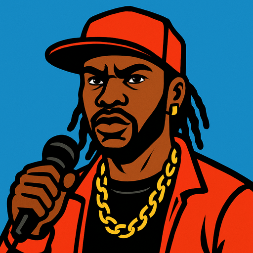 dünyaca ünlü zenci rapçi.
In-Game asset.  2d.  High contrast.  No shadows