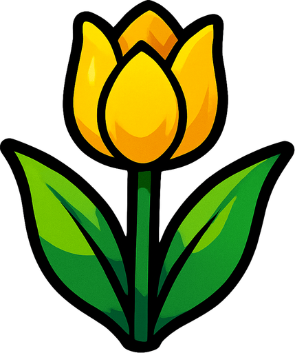 Yellow Tulip.
In-Game asset.  2d.  High contrast.  No shadows