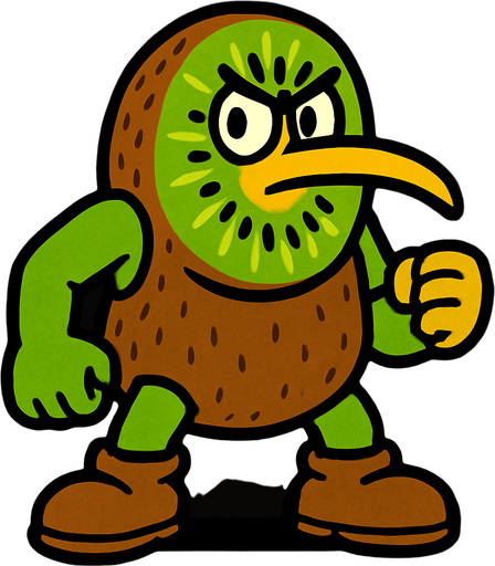 kiwi human.
In-Game asset.  2d.  High contrast.  No shadows