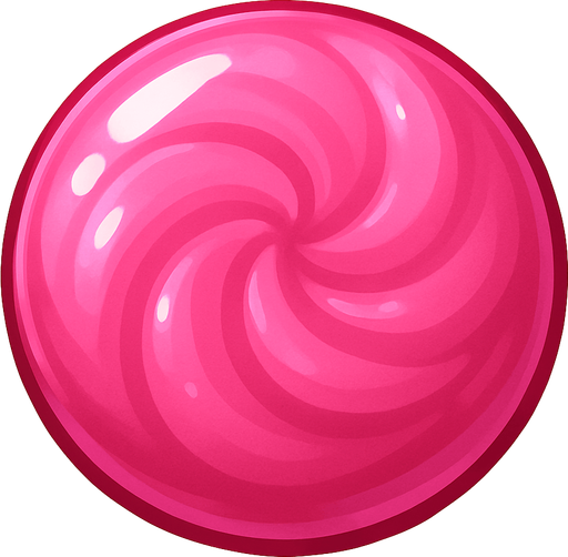 gerçekçi bir şeker. yuvarlak bir şeker ve pembe renk..
In-Game asset.  2d.  High contrast.  No shadows