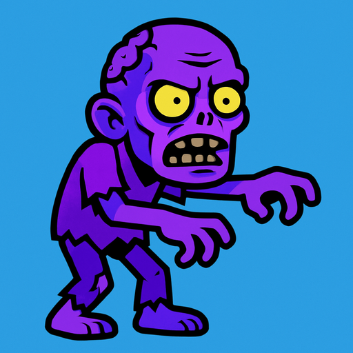 purple zombie 2d.
In-Game asset.  2d.  High contrast.  No shadows