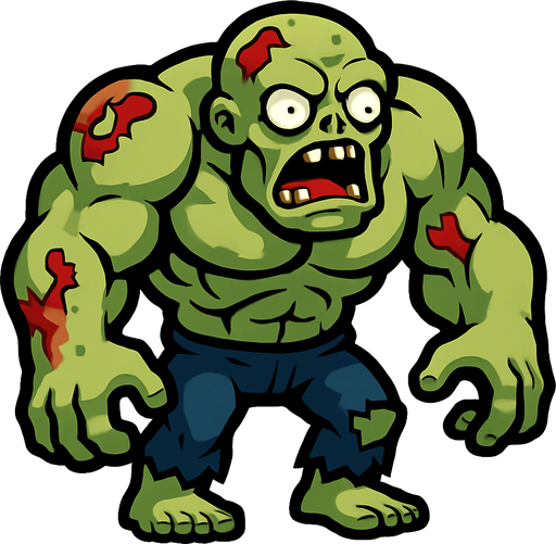 tank zombie.
In-Game asset.  2d.  High contrast.  No shadows