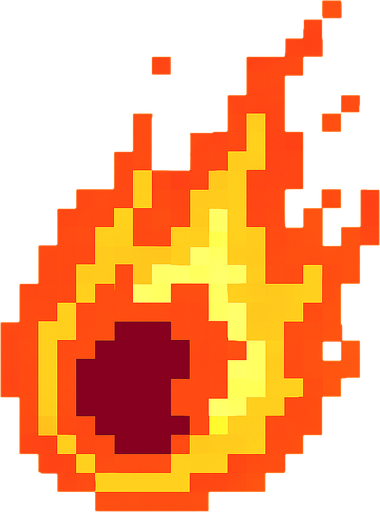 fire ball.
In-Game asset.  2d.  High contrast.  No shadows. pixel