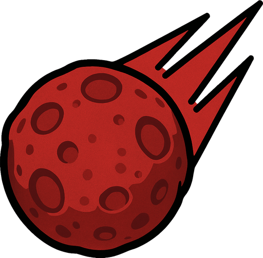 red meteor mall no flame effect.
In-Game asset.  2d.  High contrast.  No shadows