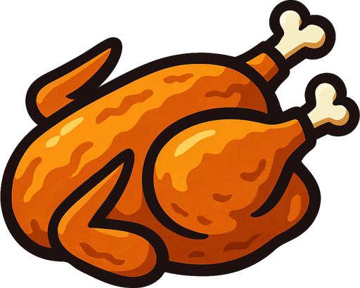 pişmiş tavuk.
In-Game asset.  2d.  High contrast.  No shadows