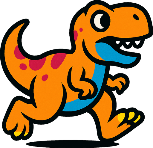 running dinosour.
In-Game asset.  2d.  High contrast.  No shadows