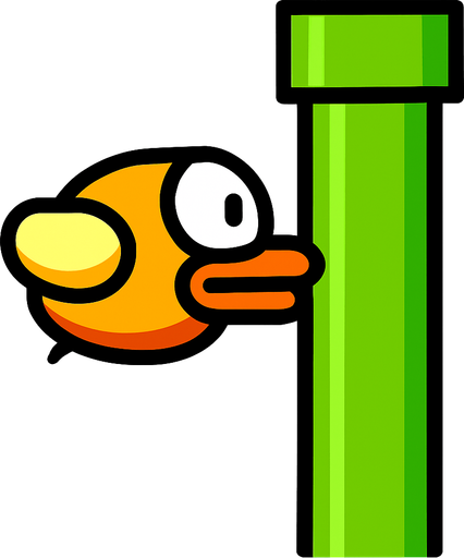 single pole flappy bird.
In-Game asset.  2d.  High contrast.  No shadows