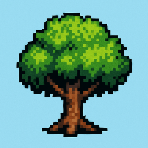 Tree pixel.
In-Game asset.  2d.  High contrast.  No shadows