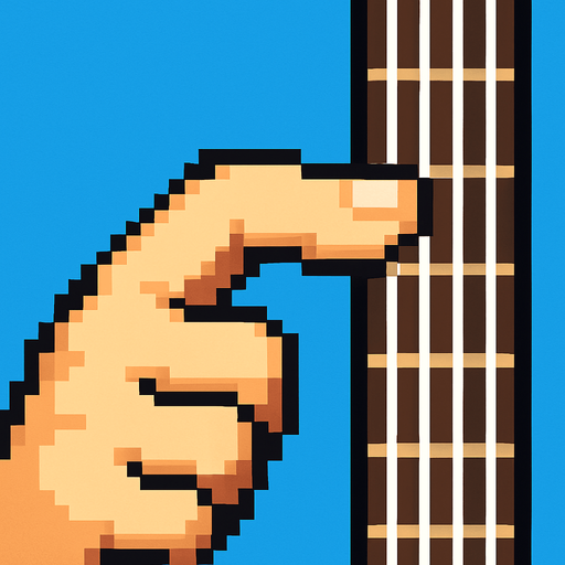 Finger to play guitar pixel art 2d without guitar.
In-Game asset.  2d.  High contrast.  No shadows