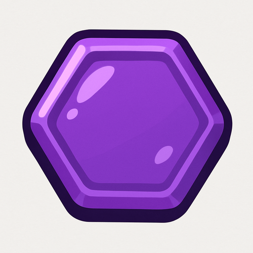 Edible hexagonal single purple candy.
In-Game asset.  2d.  High contrast.  No shadows